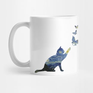 Starry Night Cat Van Gogh For Cat Lovers - Cat Butterfly Mug